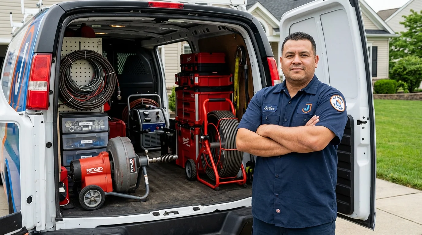 Professional drain cleaning equipment and Johns Plumbing LLC plumber in Devils Lake