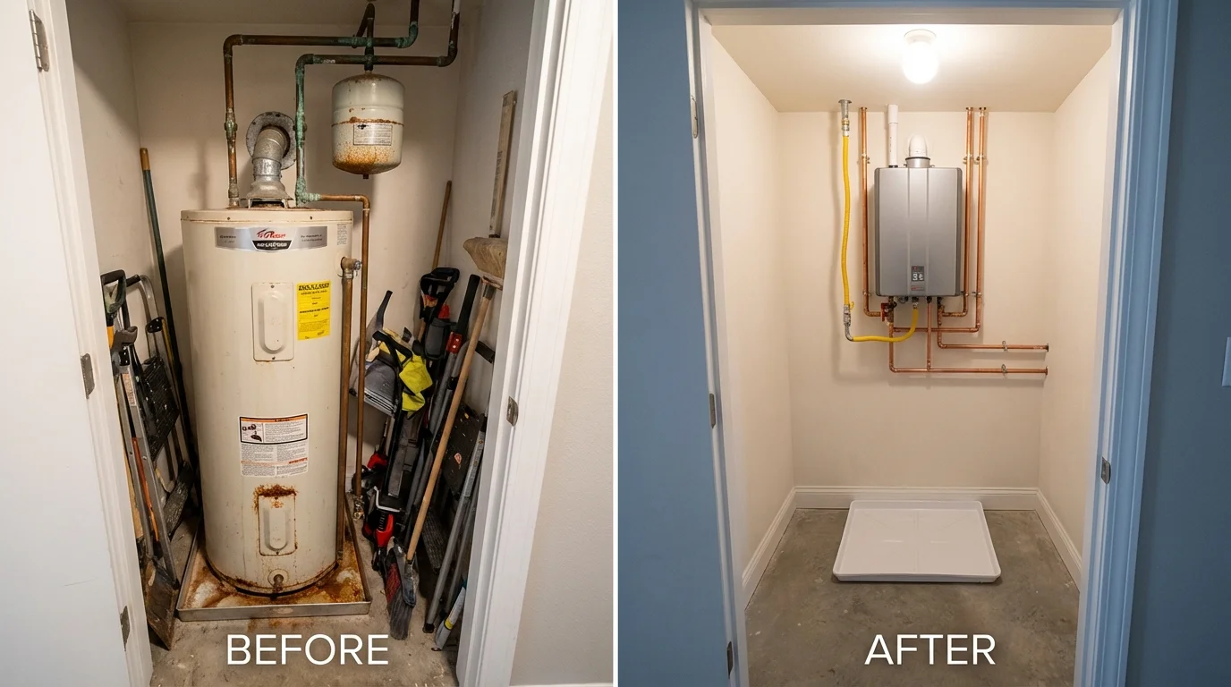 Tank water heater versus wall-mounted tankless unit comparison for Devils Lake, ND homeowners