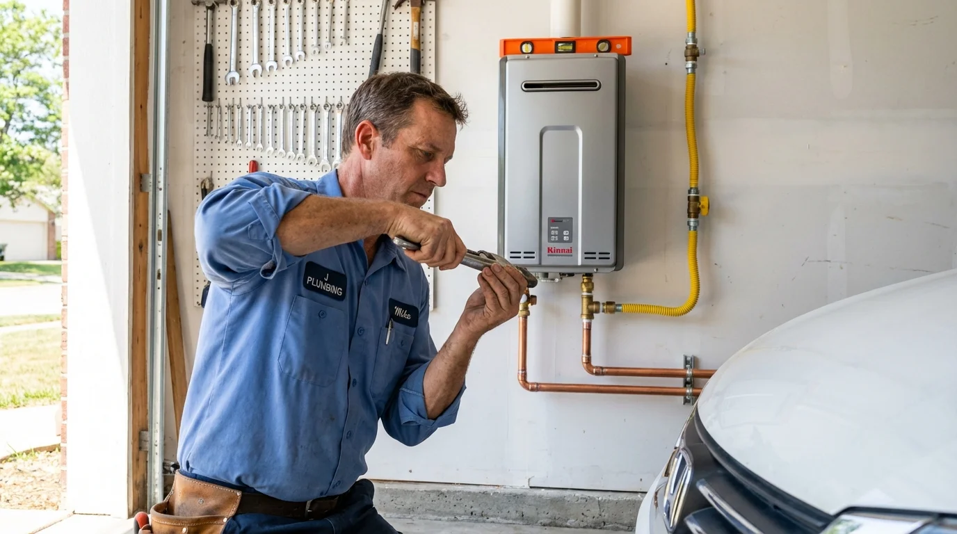 Tankless water heater installation by a Johns Plumbing LLC plumber in Devils Lake